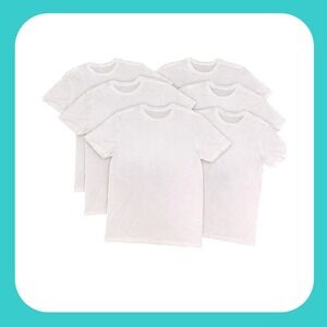 Mens 6-Pack White Cotton Crewneck T-Shirts Size Large USA Made